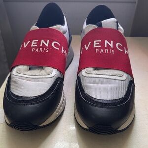 Givenchy Red and Black Logo Strap Sneakers